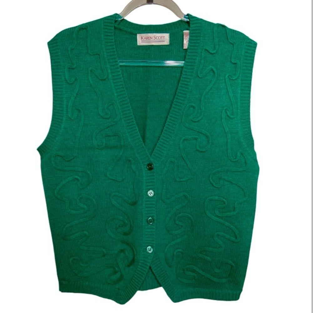 Vintage Karen Scott green vest sweater size M